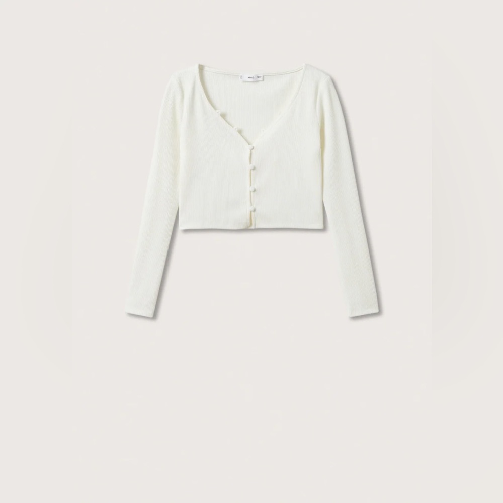 NWT MANGO CROPPED BUTTON RIBBED CARDIGAN